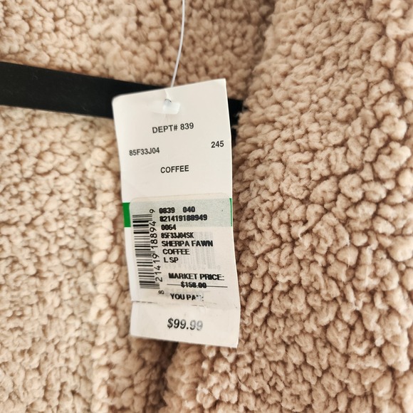 C C California Women L Faux Suede Sherpa Fawn Vest Coffee Brown Boho Western NWT - Picture 4 of 9